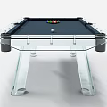 Glass Billiard Table With Transparent Legs Cue Ball Colored Balls Cue Sticks And Dice