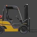 Industrial Yellow Utility Vehicle with Front Forks Mast and Black Cab