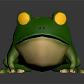 Green Frog Toy With Yellow Eyes Red Mouth White Paws On Dark Background Reflection