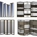 Modern Room Divider Designs With Glass Panels Shelves And Space Dividing Function 3d model