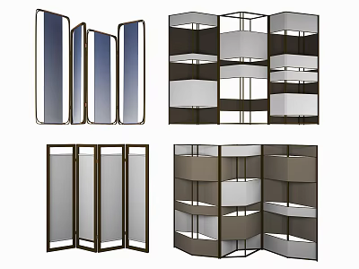 Modern Room Divider Designs With Glass Panels Shelves And Space Dividing Function 3d model