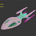 Futuristic Silver Spaceship With Blue Red Details And Sleek Aerodynamic Design