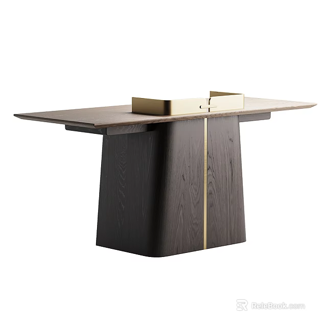 Modern Console Table With Wooden Base And Gold Accent Rectangular Top For Stylish Interior 3d model 