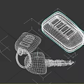 Car Key Set With Red Remote Control And Black Traditional Key Fob Design