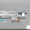 Modern Technology Exhibition Hall With Interactive Display Platforms Digital Screens And Devices