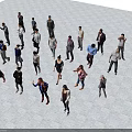 Diverse Crowd of People Standing and Walking on Open White Surface