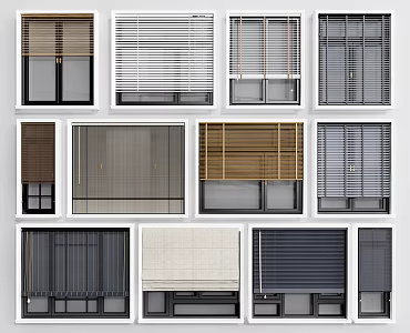modern venetian blinds bamboo curtain window 3d model