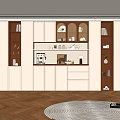 Modern Sideboard Design With Glass Doors Open Shelves LED Lights Decorative Storage And Wood Tones
