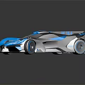 Futuristic Concept Car With Sleek Blue Gray Body And Neon Blue Accents