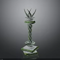 Green Decorative Column With Twisted Pattern Ornate Base And Crown Top