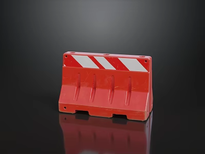 Plastic Road Safety Barrier With Red And White Reflective Stripes For Traffic Control 3d model