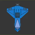 Futuristic Blue Sci Fi Spaceship 3D Model With Geometric Design Transparent Parts And Glossy Surface