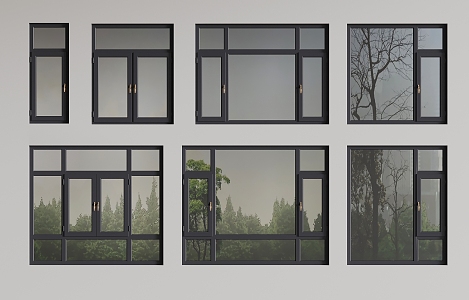 modern windows casement windows floor to ceiling windows 3d model