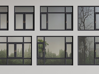 modern windows casement windows floor to ceiling windows 3d model