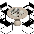 Modern Dining Table and Chair Round Dining Table Dining Chair Single Chair Tableware 3d model