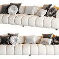 Modern Plush Sectional Sofa With White Velvet Upholstery And Round Decorative Pillows