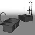 Black Kitchen Sink Double Bowl and Single Bowl With Modern Faucet for Contemporary Kitchen Design