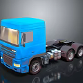 Blue DAF Semi Truck With Modern Cab Design And Fuel Tanks