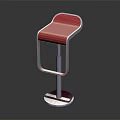 Modern Red Bar Stool Furniture With Curved Seat Metal Frame And Round Base