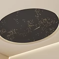 Elegant Modern Ceiling Design Featuring Oval Black Surface With Golden Dots and Frame 3d model