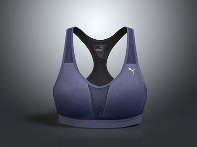Puma Purple Sports Bra With Mesh Panel And Racerback Athletic Design 3d model