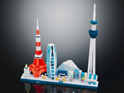 Future Architecture Brick Model with Tall Towers Various Buildings and Modern Cityscape Design 3d model