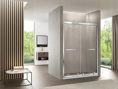 Modern Shower Sauna Interior Design In Contemporary Bathroom With Glass Door And Natural Light 3d model