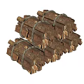 Classic Wooden Building Blocks Tied With Ropes And Stacked In Pile