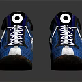 Blue And White Athletic Shoes With Mesh Design And White Laces