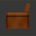 Modern Orange Leather Single Sofa With Curved Armrests And Wooden Legs Design