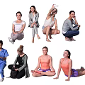 Diverse Group of People in Various Poses Standing Sitting and Different Activities