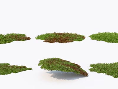 Various Green And Brown Grass Patches In Different Shapes For Landscape Decoration 3d model