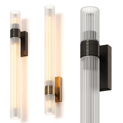 Modern Wall Sconces With Transparent Glass Tube And Black Gold Metal Base Design 3d model
