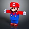 Pixelated Mario Character Doll In 3D Pixel Art Style With Red Blue Outfit Standing Pose 3d model