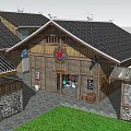 Traditional Village Architecture With Tiled Roof Wooden Structure And Stone Walls