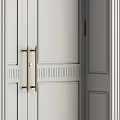 Elegant White Double Doors with Brass Handles and Decorative Trim for Home Interior