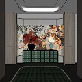 Modern porch aisle end view floral decoration end view cabinet transparent stone 3d model