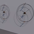 Modern Circular Wall Hangings with Black Metal Frames Clock Design and Shadows on White Wall
