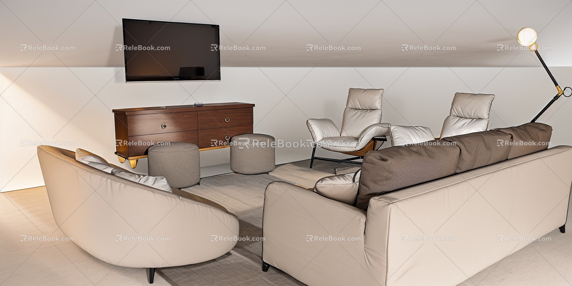 Modern Living Room Sofa Coffee Table TV Cabinet 3d model