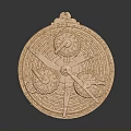 Ancient Golden Weapon With Circular Shape Intricate Carvings And Decorative Patterns