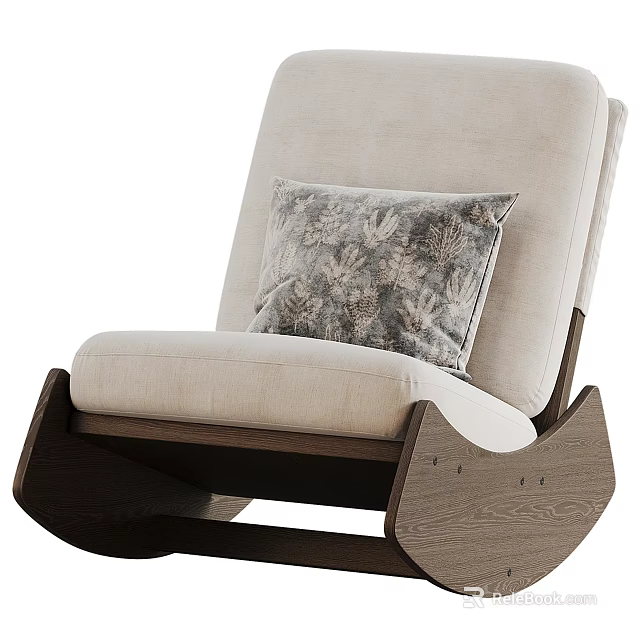 Modern Leisure Chair With Wooden Frame Fabric Cushion And Decorative Pillow 3d model 