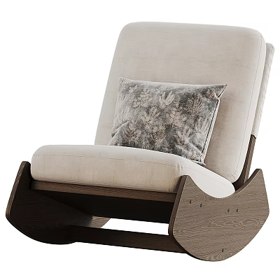 Modern Leisure Chair With Wooden Frame Fabric Cushion And Decorative Pillow 3d model