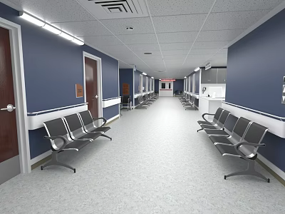 Hospital Corridor Hospital Passage Hospital Aisle Hospital Waiting Chair 3d model