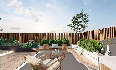 Roof Garden Modern Garden 3d model