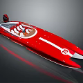 Red Racing Yacht With Sleek Design And Cockpit Seats