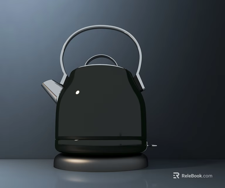 Sleek Black Electric Kettle With Silver Handle And Heating Base For Home Kitchen Use 3d model 