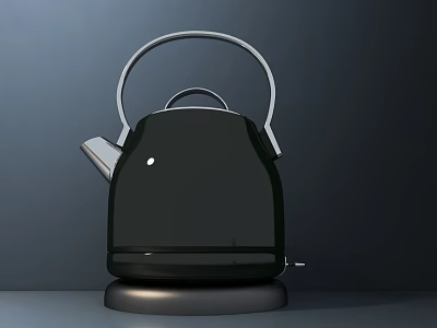Sleek Black Electric Kettle With Silver Handle And Heating Base For Home Kitchen Use 3d model
