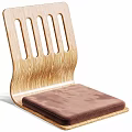 Modern Wooden Single Chair With Curved Backrest Vertical Holes And Brown Upholstered Seat