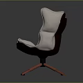 Modern Light Colored Padded Leisure Chair With Quilted Design And Wooden Legs