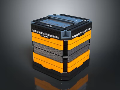 Industrial Stackable Multi Layer Metal Equipment Storage Case With Black Yellow Grid Design 3d model